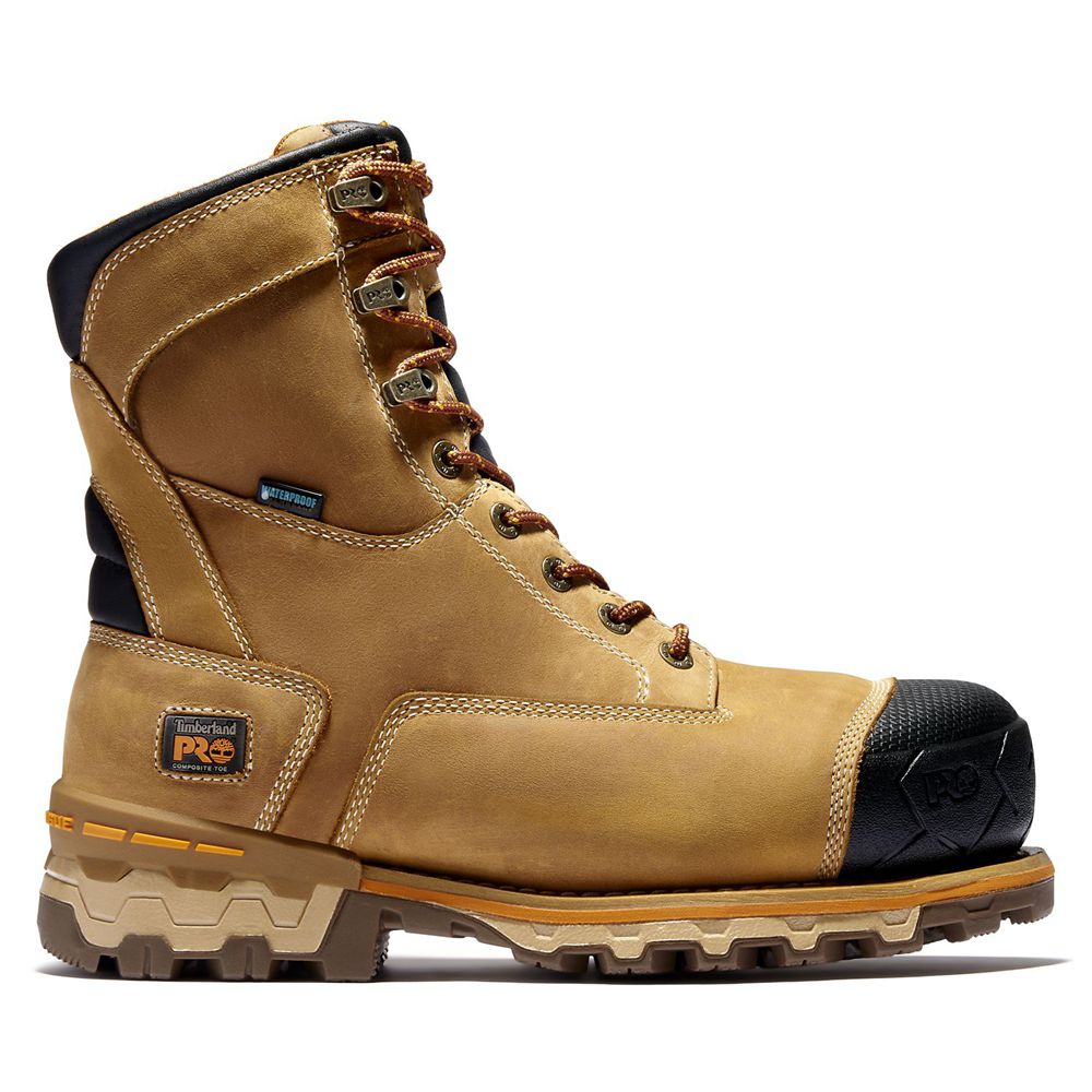 Timberland Μποτακια Εργασίας Ανδρικα Καφε/Μαυρα - Pro® Boondock 8" Comp Toe - Greece 9582017-IK